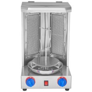 shawarma grill machine, 13 lbs capacity, chicken shawarma cooker machine with 2 burners, gas vertical broiler gyro rotisserie oven doner kebab machine, for home restaurant kitchen parties