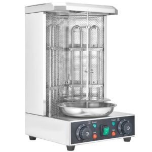 Shawarma Grill Machine, 13lbs Capacity, Chicken Shawarma Cooker Machine with 2 Burners, 122-572 F Electric Vertical Broiler Gyro Rotisserie Oven Doner Kebab Machine for Home/Commercial Use