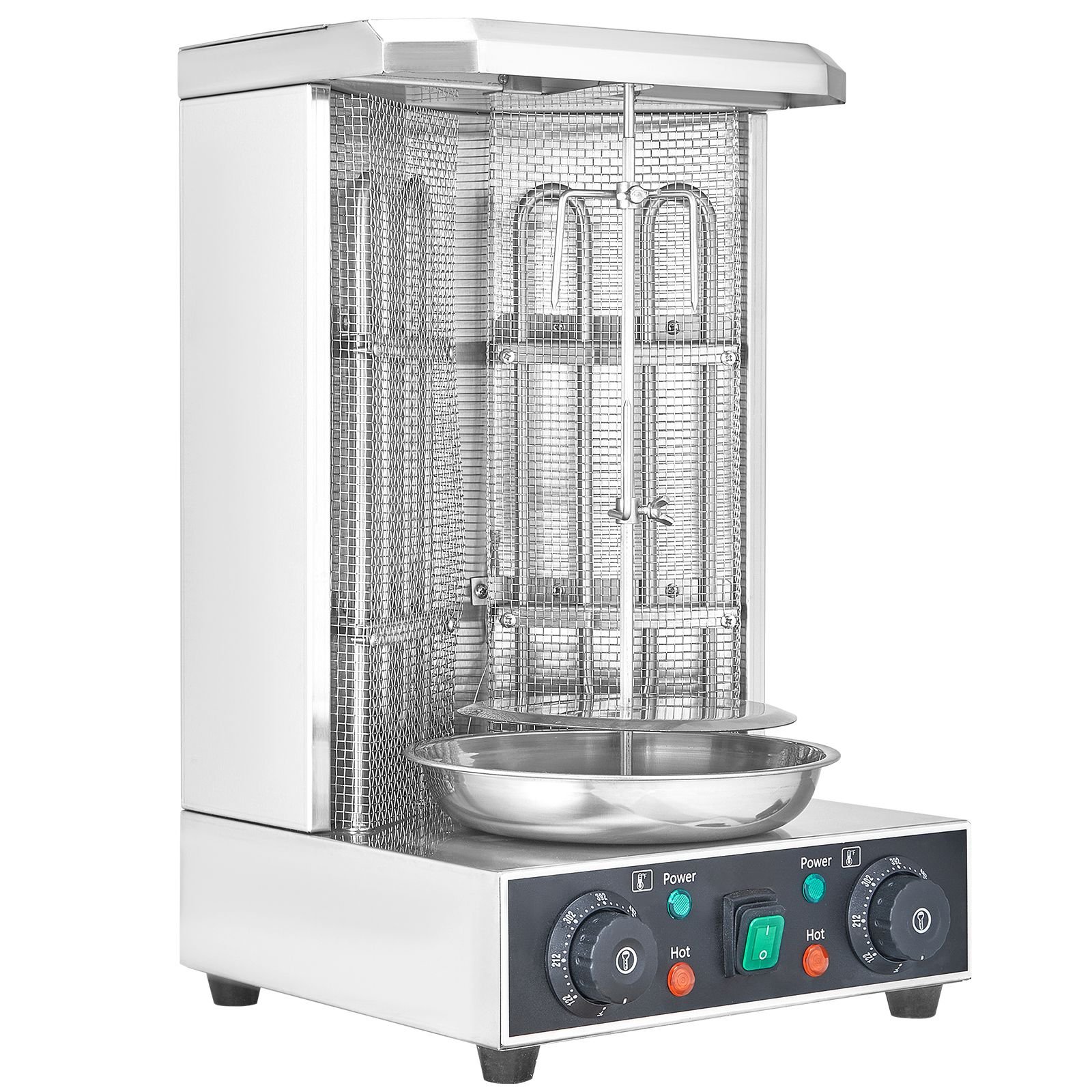 shawarma grill machine, 13lbs capacity, chicken shawarma cooker machine with 2 burners, 122 572 f electric vertical broiler gyro rotisserie oven doner kebab machine for home/commercial use