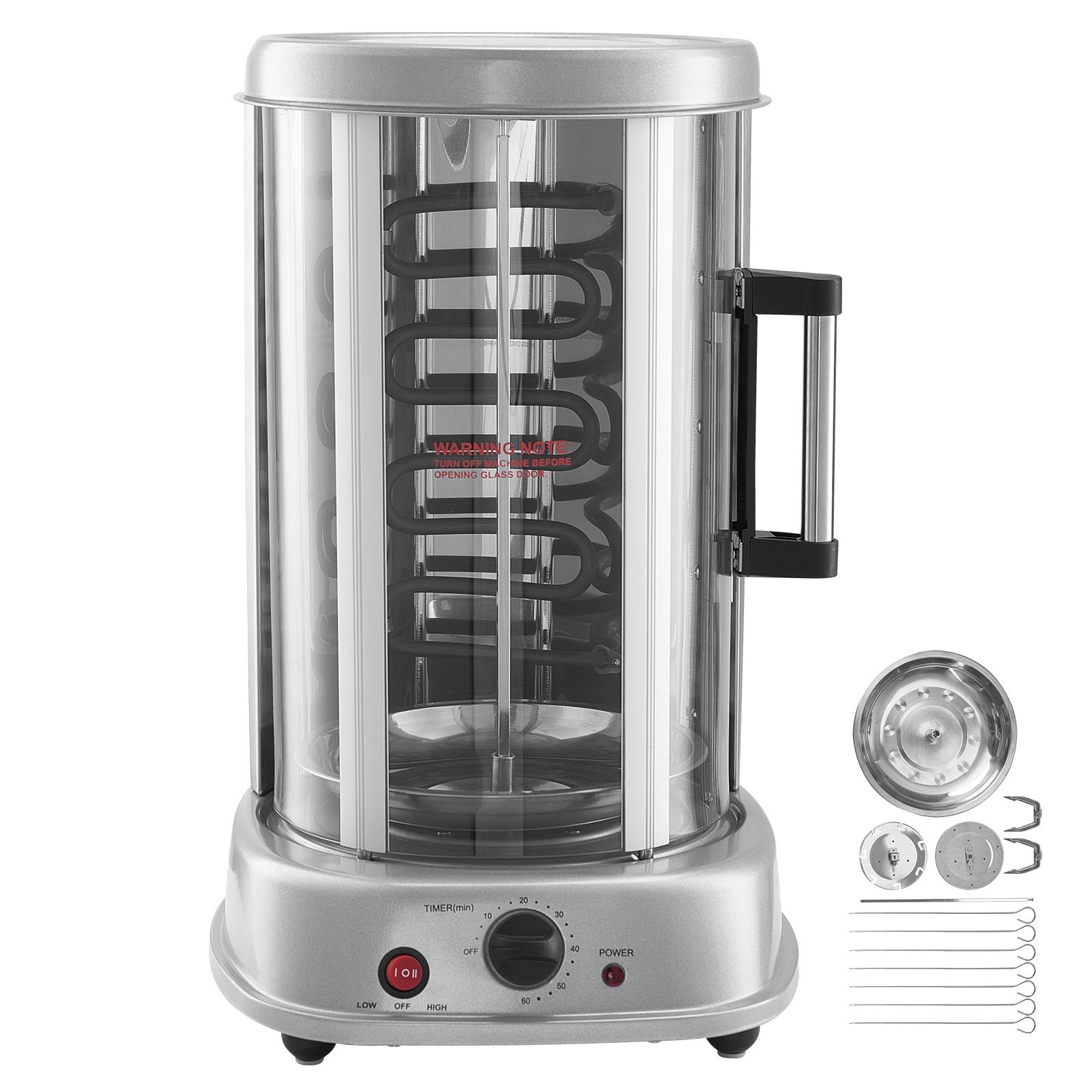 shawarma grill machine, vertical chicken shawarma cooker machine countertop, electric stainless steel broiler gyro rotisserie oven doner kebab machine, for home restaurant kitchen parties