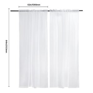 sheer curtains, 84 inches long, 2 panels set sheer white curtains, each 52" w x 84" l, dual rod pocket installation, 100% polyester window drapes for bedroom, living room, balcony, yard