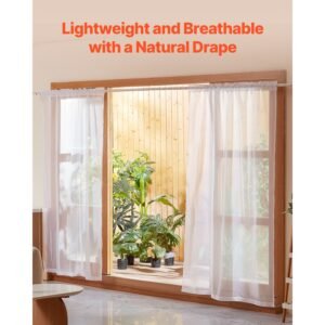 sheer curtains, 84 inches long, 2 panels set sheer white curtains, each 52" w x 84" l, dual rod pocket installation, 100% polyester window drapes for bedroom, living room, balcony, yard