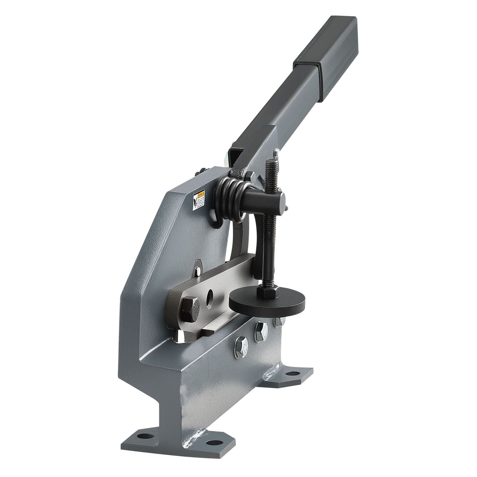 sheet metal shear, 6 in manual hand plate shear, heavy duty mounting type sheet cutter with solid steel frame, high precision, extended handle for cutting steel, copper, rebar, and aluminum