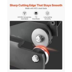 sheet metal shear, throatless rotary hand shear, 16 gauge mild steel sheet cutter with 0.06 in capacity, with solid construction, mounting type, for cutting steel, copper, rebar, and aluminum