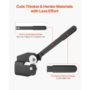 sheet metal shear, throatless rotary hand shear, 16 gauge mild steel sheet cutter with 0.06 in capacity, with solid construction, mounting type, for cutting steel, copper, rebar, and aluminum