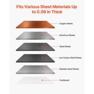 sheet metal shear, throatless rotary hand shear, 16 gauge mild steel sheet cutter with 0.06 in capacity, with solid construction, mounting type, for cutting steel, copper, rebar, and aluminum