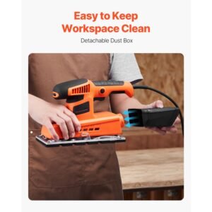sheet sander, 1/2 sheet 2.5a electric sander for woodworking, max. 12000rpm variable speed sheet finishing sander with sandpaper and dust box for wood polishing sanding