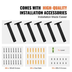 shelf bracket, 12'l x 4'w x 1.6'h 6 pcs, heavy duty floating shelf brackets, brackets for shelves, 5mm thick matte black l shelf bracket,steel shelving brackets with 160 lbs load capacity