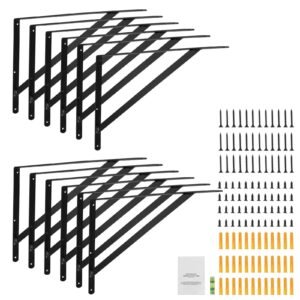 Shelf Bracket, 18 x 12 in 12 Pcs, Heavy Duty Floating Shelf Brackets, Brackets for Shelves, 3mm Thick Matte Black Triangle Shelf Bracket,Steel Shelving Brackets with 160 lbs Load Capacity