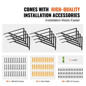 shelf bracket, 18 x 12 in 12 pcs, heavy duty floating shelf brackets, brackets for shelves, 3mm thick matte black triangle shelf bracket,steel shelving brackets with 160 lbs load capacity