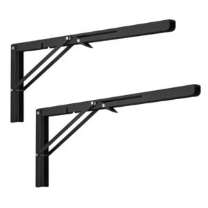 shelf bracket foldable, 24' l 2 pcs , heavy duty floating shelf brackets, brackets for shelves, 5mm thick matte black l shelf bracket,steel shelving brackets with 300 lbs load capacity