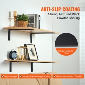 shelf bracket, heavy duty floating shelf brackets 10 x 6 in, 4 pcs brackets for shelves, 5mm thick matte black l shelf bracket,steel shelving brackets with 160 lbs load capacity