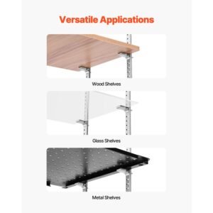 shelf clips, 40 pack, adjustable steel pilaster shelf clips support for metal, wood, glass shelves, compatible with wardrobes, cabinets, bookcases, shoe racks and display racks (silver)
