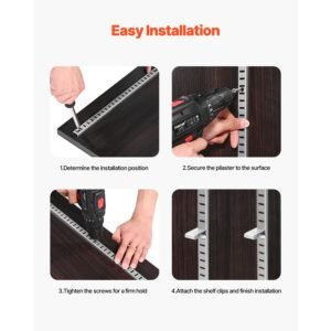 shelf pilaster, 36.3 inch 6 pack, adjustable shelf brackets steel mortise mount pilaster strip standards with 24 screws, suitable for wall shelving system cabinet closet organization