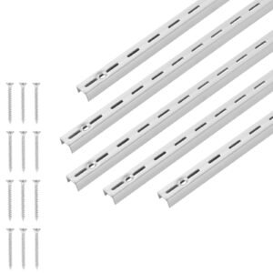 Shelf Pilaster, 39-inch 10 Pack, Upright Wall Shelving System, Heavy Duty Support System Single Slot Shelf Rails, 40 Screws Included, Suitable for Cabinet Closet Organization Storage, Silver