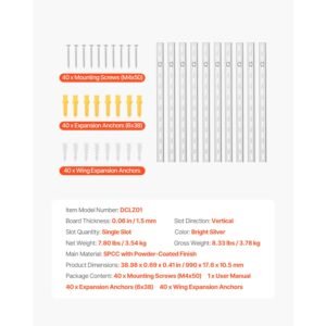shelf pilaster, 39 inch 10 pack, upright wall shelving system, heavy duty support system single slot shelf rails, 40 screws included, suitable for cabinet closet organization storage, silver