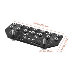 shelf pin jig and hinge jig two in one, aluminum alloy cabinet hardware hole drilling template with 1/4" and 3/16" drill bits, for cabinet doors bookshelves wardrobes woodworking and diy