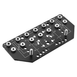 shelf pin jig and hinge jig two in one, aluminum alloy cabinet hardware hole drilling template with 1/4" and 3/16" drill bits, for cabinet doors bookshelves wardrobes woodworking and diy
