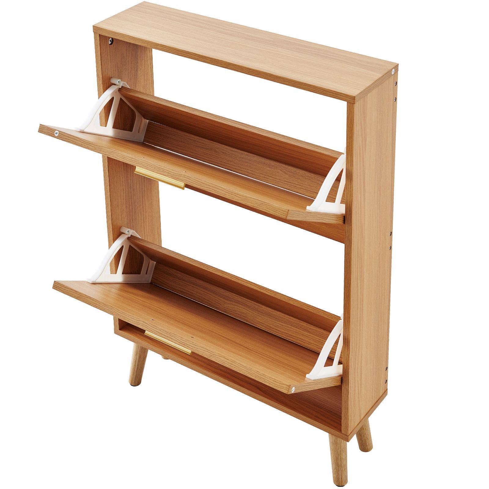 shoe cabinet with 2 flip drawers, shoe storage cabinet for entryway, free standing shoe storage organizer with rattan doors for heels, boots, slippers in hallway, living room
