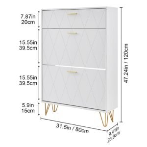 shoe cabinet with 3 flip drawers, shoe storage cabinet for entryway, free standing shoe storage organizer for heels, boots, slippers in hallway, living room