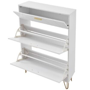 shoe cabinet with 3 flip drawers, shoe storage cabinet for entryway, free standing shoe storage organizer for heels, boots, slippers in hallway, living room