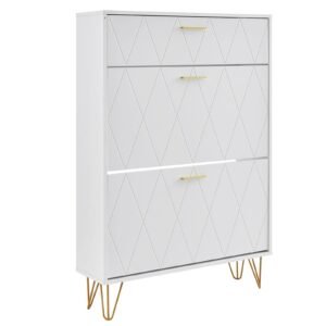 shoe cabinet with 3 flip drawers, shoe storage cabinet for entryway, free standing shoe storage organizer for heels, boots, slippers in hallway, living room