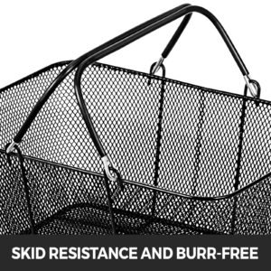 shopping baskets with handles, 12pcs, black metal shopping basket, portable wire shopping basket, black wire mesh shopping basket set for supermarkets, retail stores, grocery shopping, black