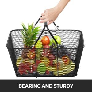 shopping baskets with handles, 12pcs, black metal shopping basket, portable wire shopping basket, black wire mesh shopping basket set for supermarkets, retail stores, grocery shopping, black