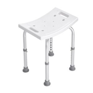 shower chair, adjustable height shower stool with built in handles, shower seat for inside shower or tub, non slip bench bathtub stool seat for elderly disabled handicap, 158.8 kg capacity
