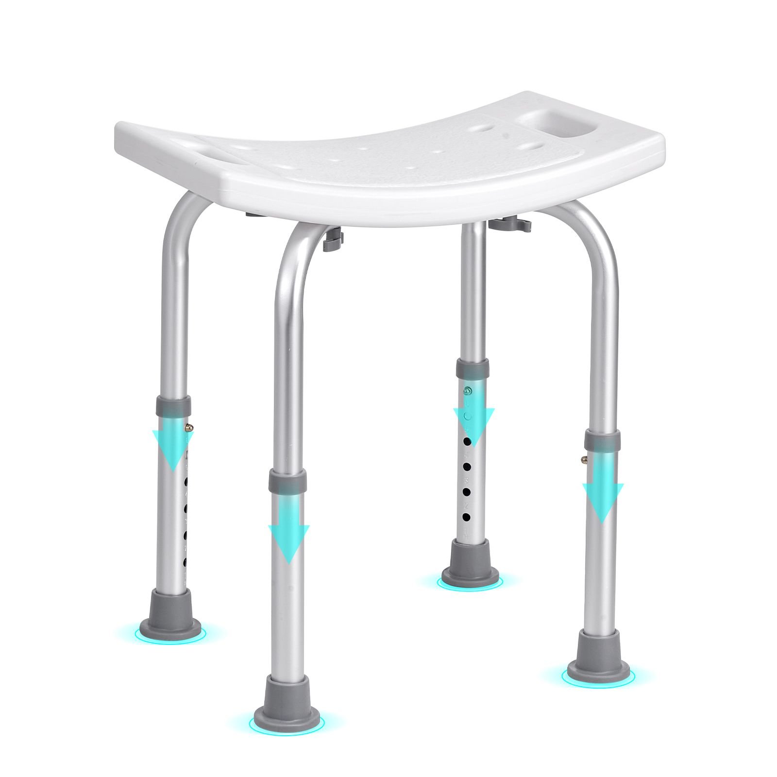 shower chair, adjustable height shower stool with built in handles, shower seat for inside shower or tub, non slip bench bathtub stool seat for elderly disabled handicap, 158.8 kg capacity