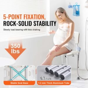shower chair, shower seat with back, adjustable height shower stool, shower chair for inside shower bathtub, non slip bathroom bench bath chair for elderly disabled handicap, 350 lbs capacity