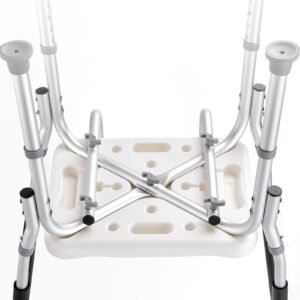 shower chair, shower seat with back, adjustable height shower stool, shower chair for inside shower bathtub, non slip bathroom bench bath chair for elderly disabled handicap, 350 lbs capacity