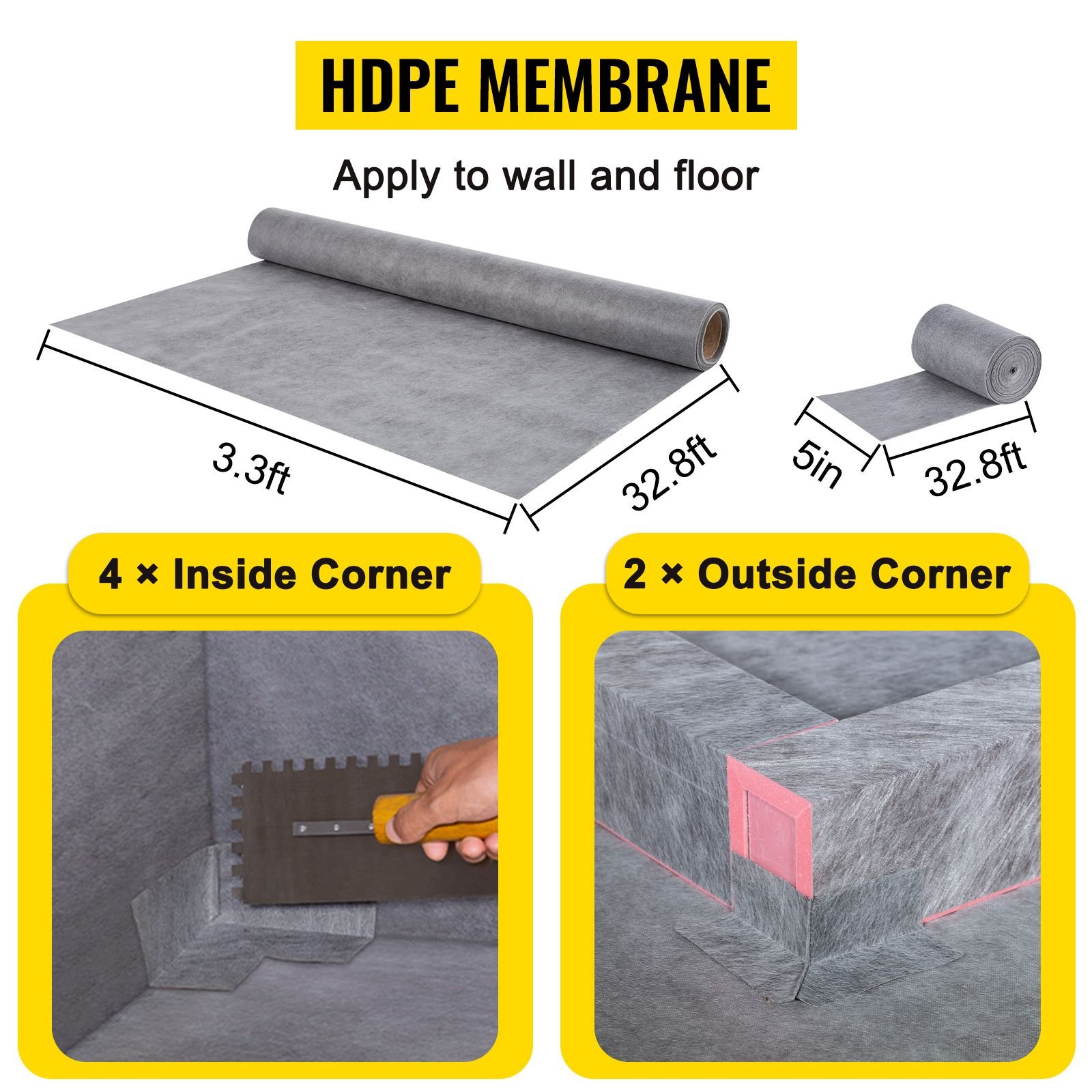 shower curb kit 38" x 60" watertight shower curb overlay with 4" pvc offset bonding flange, 4" stainless steel grate, 2 cuttable shower curb and trowel, shower pan slope sticks fit for bathr