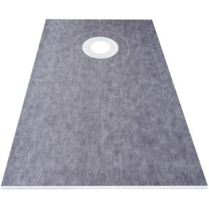 shower curb kit, 38"x60" watertight shower curb overlay with 4" abs offset bonding flange, 4" stainless steel grate, 2 cuttable shower curb and trowel, shower pan slope sticks fit for bathro