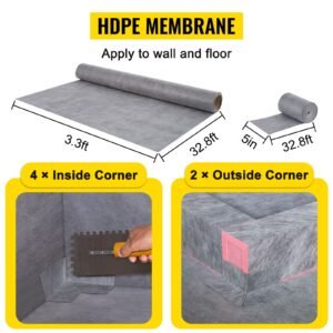 shower curb kit, 38"x60" watertight shower curb overlay with 4" pvc central bonding flange, 4" stainless steel grate, 2 cuttable shower curb and trowel, shower pan slope sticks fit for bathr
