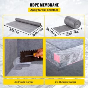 shower curb kit, 48"x48" watertight shower curb overlay with 4" abs central bonding flange, 4" stainless steel grate, 2 cuttable shower curb and trowel, shower pan slope sticks fit for bathr