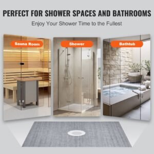 shower curb kit, 60"x48" shower pan kit with 2" abs central flange, waterproof membrane, stainless steel grate, shower pan slope sticks fit for bathroom