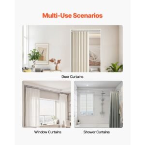 shower curtain rod, 28 76 inches, 1 inch diameter adjustable spring tension stainless steel telescoping rod with holders, no drilling non slip for bathroom, closet, window, room divider, silver