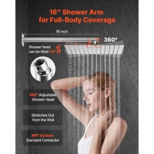 shower faucet set, rainfall bathroom shower system with 12 inch square rain shower head and handheld spray, wall mounted bath fixtures with brass valve and trim kit, brushed nickel