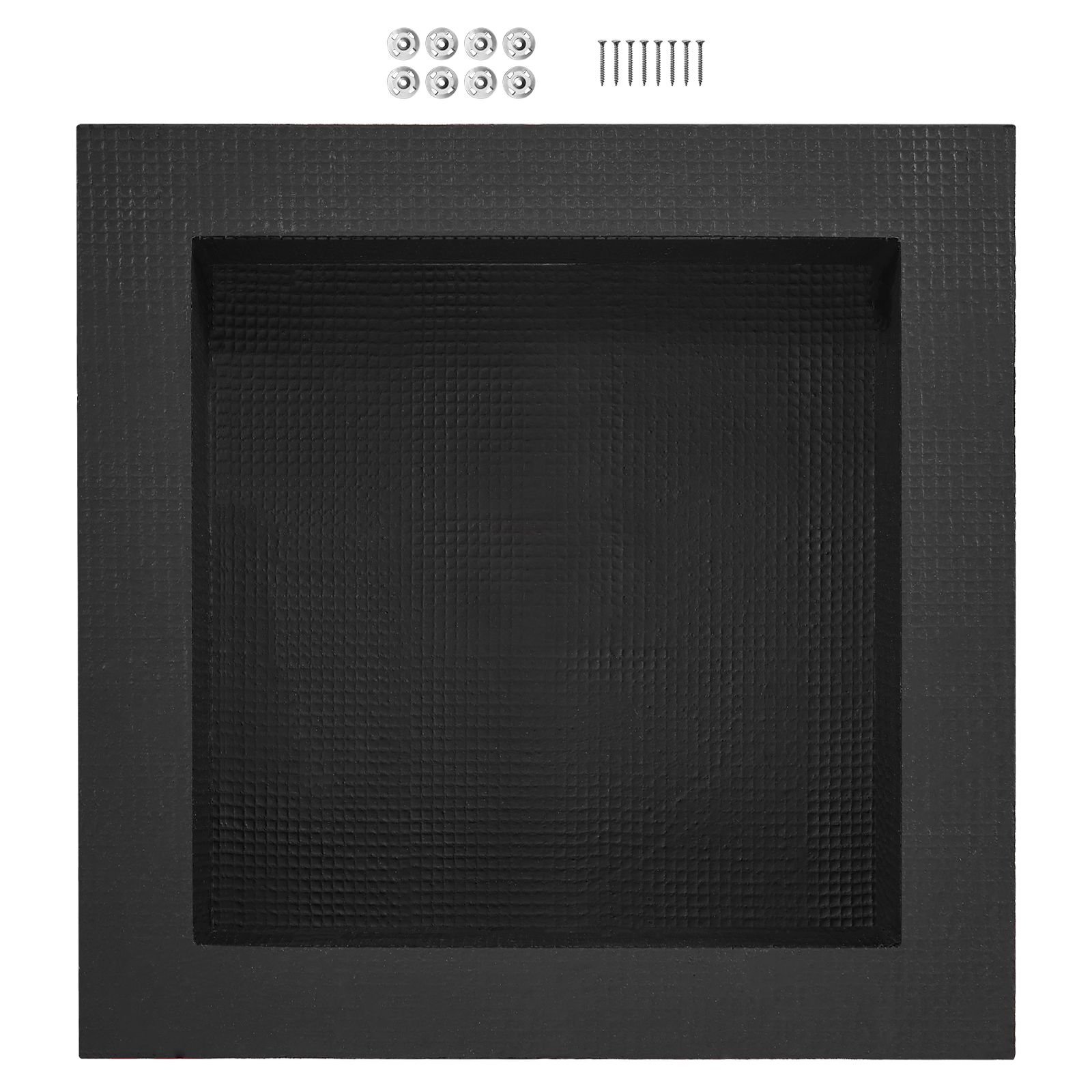shower niche ready for tile 16" x 16", single shelf organizer, square corners wall inserted niche recessed, sealed protection modern soap storage niche for shower bathroom, black