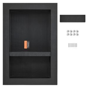 Shower Niche Ready for Tile 16" x 24", Double Shelf Organizer, Square Corners Wall-inserted Niche Recessed, Sealed Protection Modern Soap Storage Niche for Shower Bathroom, Black