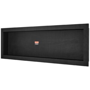shower niche ready for tile 16" x 50", single shelf organizer, square corners wall inserted niche recessed, sealed protection modern soap storage niche for shower bathroom, black