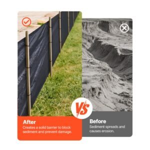 silt fence fabric roll, 3 x 500 ft erosion control fencing, industrial grade tough polypropylene fabrics for sediment retention, temporary fabric for construction job sites