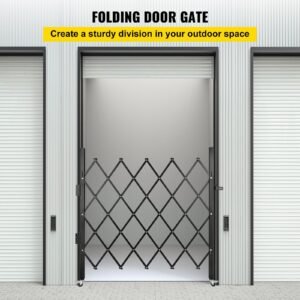 single folding security gate, 48" h x 37" w folding door gate, steel accordion security gate, flexible expanding security gate, 360° rolling barricade gate, scissor gate or door with padlock