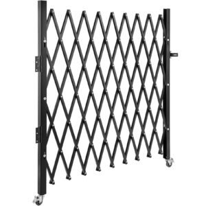 single folding security gate, 7 ft h x 7 ft w folding door gate, steel accordion security gate, flexible expanding security gate, 360° rolling barricade gate, scissor gate/door with padlock