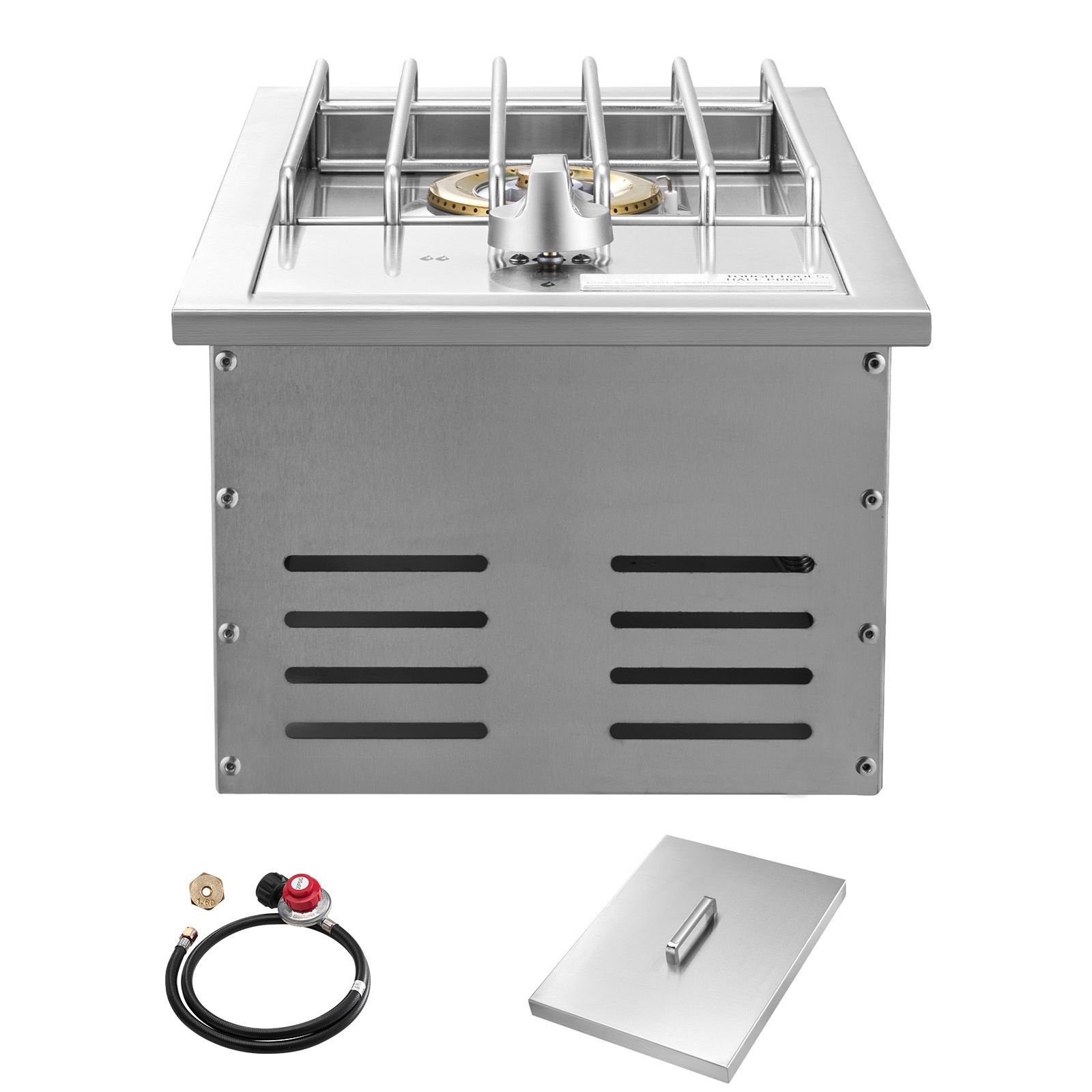 single grilling side burner, 15,000btu liquid propane side burner for outdoor kitchen, convertible to natural gas, 304 stainless steel built in single grill burners for bbq grill island