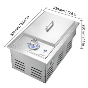 single grilling side burner, 17,000btu liquid propane side burner for outdoor kitchen, convertible to natural gas, 304 stainless steel built in single grill burners with led for bbq grill island