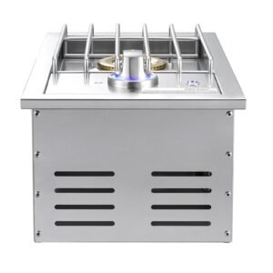 single grilling side burner, 17,000btu liquid propane side burner for outdoor kitchen, convertible to natural gas, 304 stainless steel built in single grill burners with led for bbq grill island