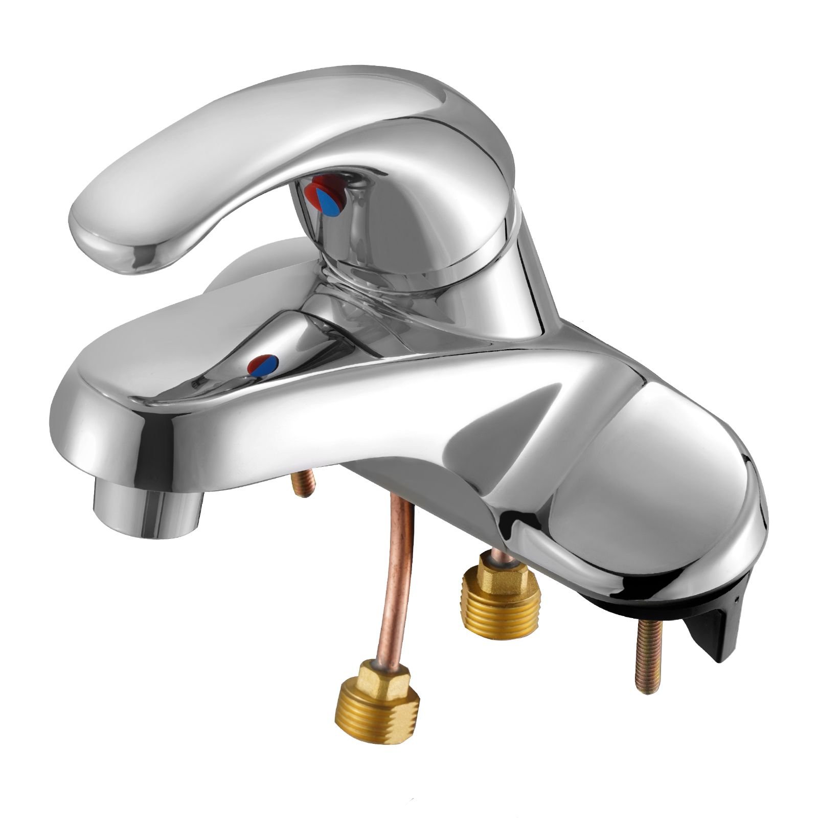 single handle sink faucet, chrome plated silver single handle bathroom faucet, kitchen water faucets with overflow 1 or 3 hole, suitable for bathroom, rv, bar sink, public restroom, press type