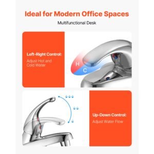 single handle sink faucet, chrome plated silver single handle bathroom faucet, kitchen water faucets with overflow 1 or 3 hole, suitable for bathroom, rv, bar sink, public restroom, press type